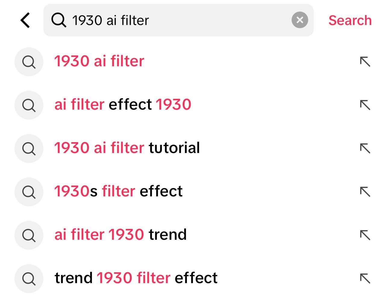 1930s AI Filter TikTok Search