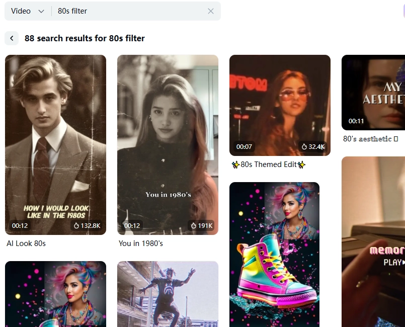 80s AI Filter Templates on CapCut
