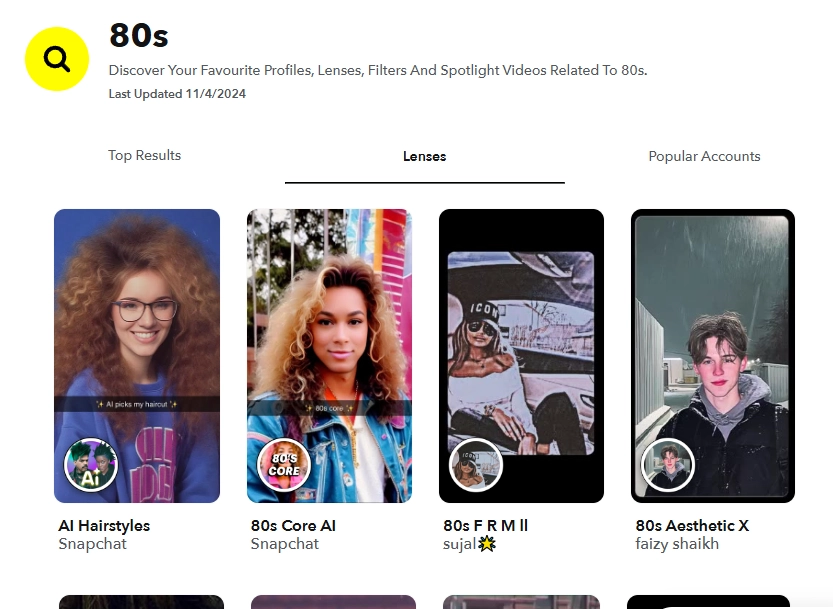 80s AI Filters on Snapchat