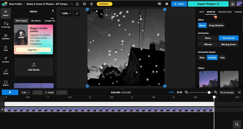 Add Snow to Photo with Kapwing Add Effects