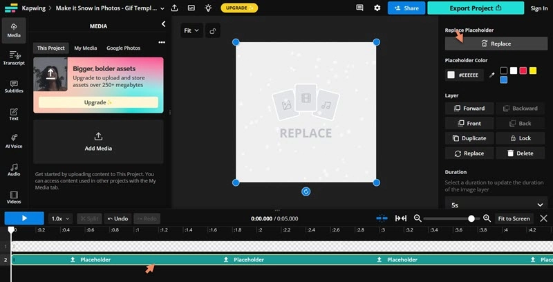 Add Snow to Photo with Kapwing Replace Photo