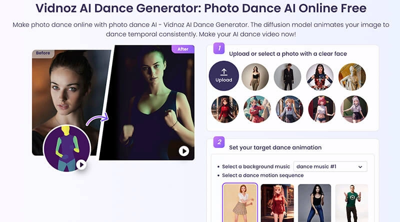 AI Animation Video Generator Vidnoz AI Dance Generator