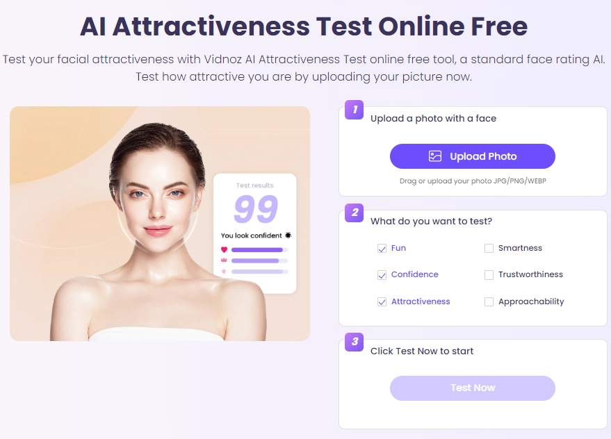 AI Attractiveness Test by Vidnoz AI