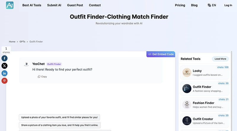 AI Clothing Finder Yeschat