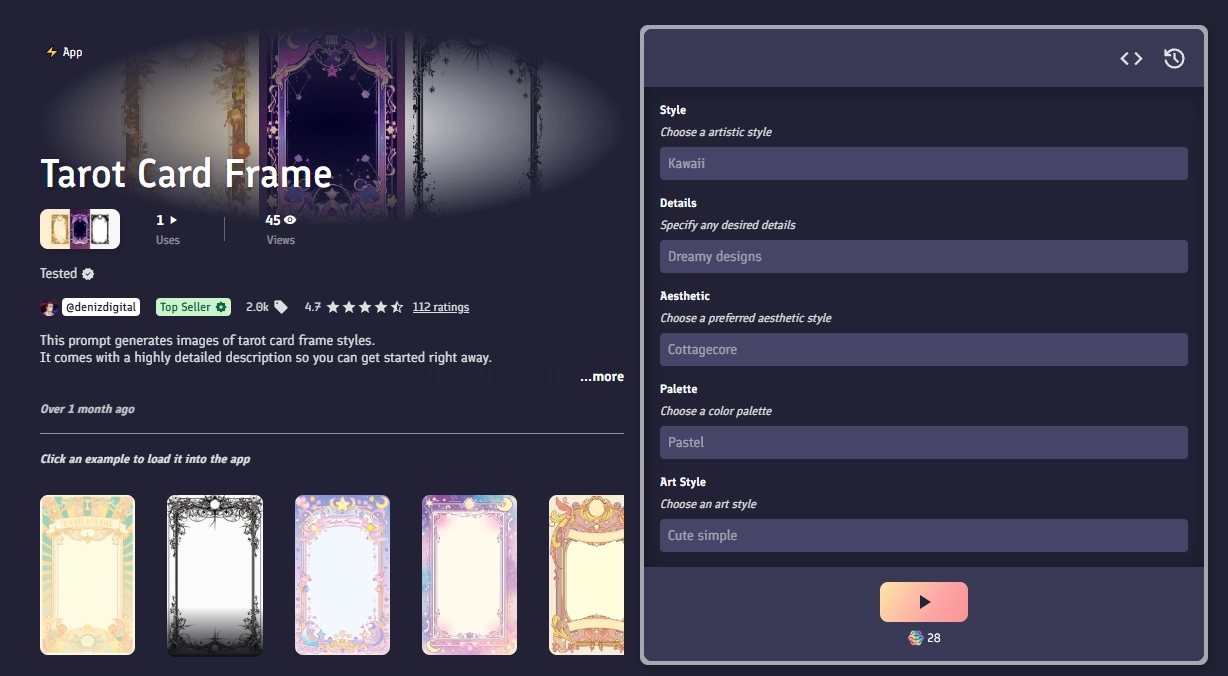 AI Frame Generator for Tarot Cards