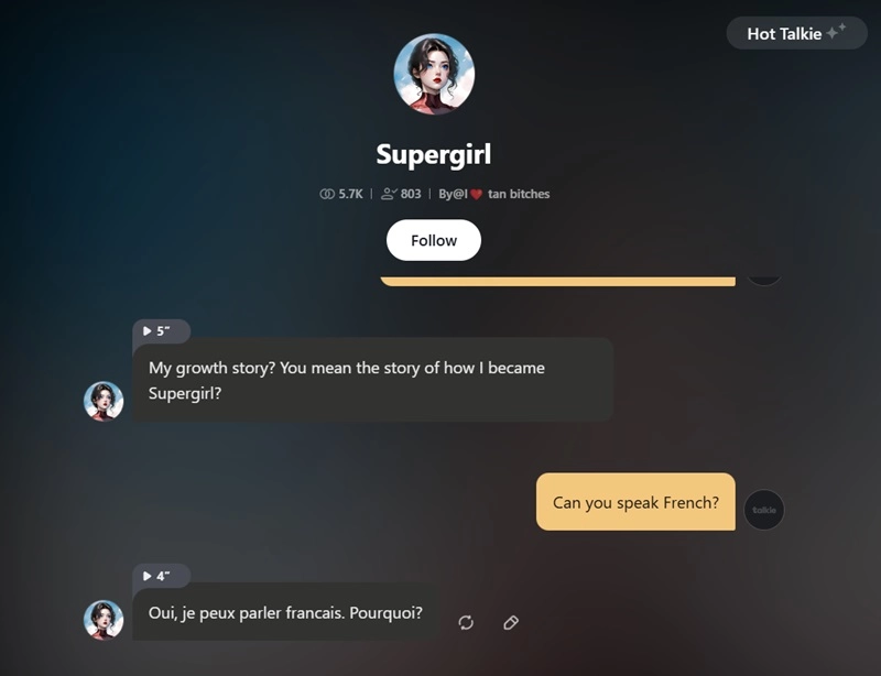 AI Generated Supergirl Talkie AI