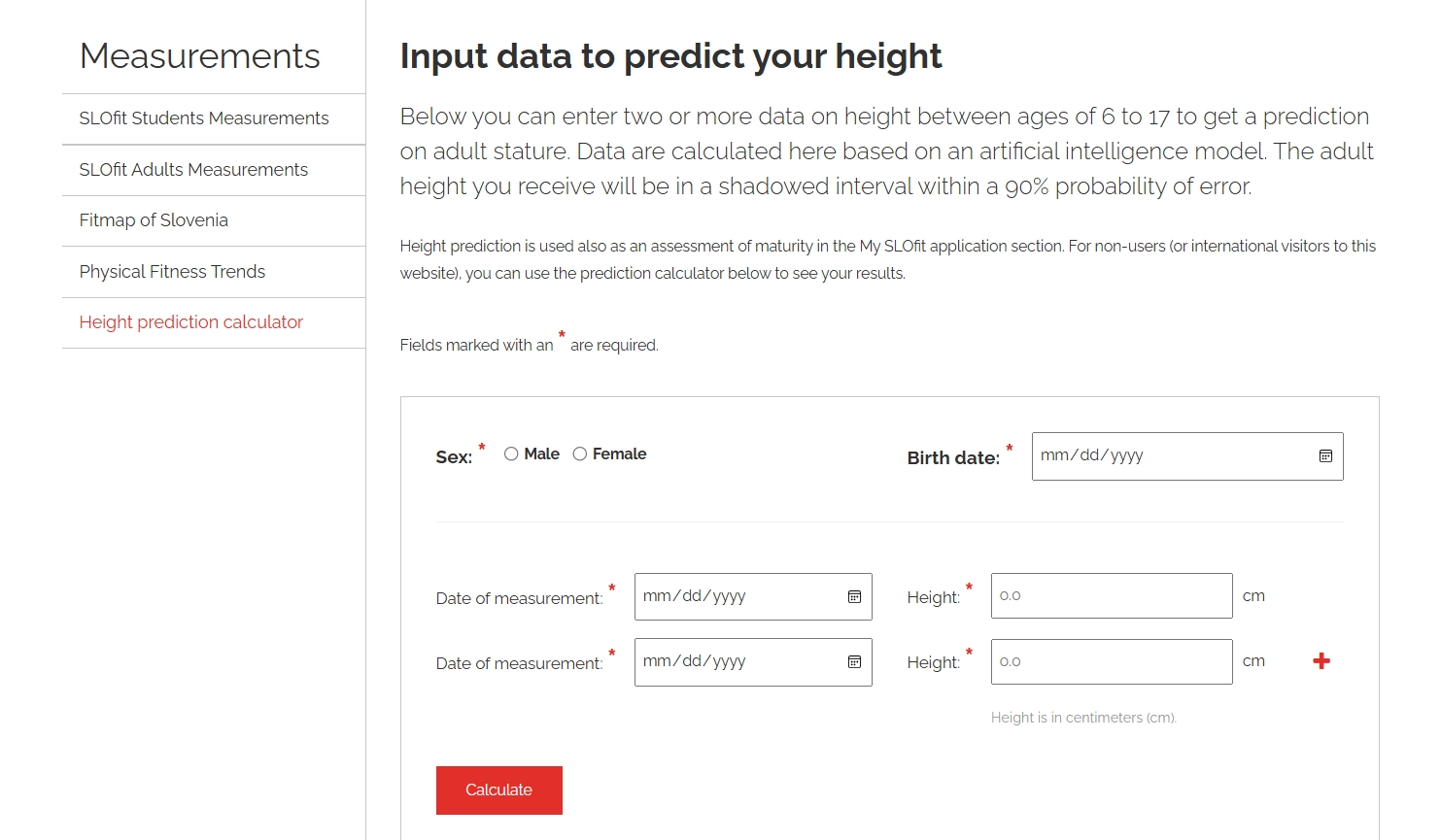 AI Height Calculator SLOfit