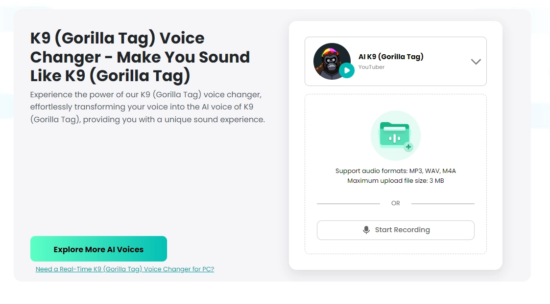 AI K9 Gorilla Tag Voice Changer