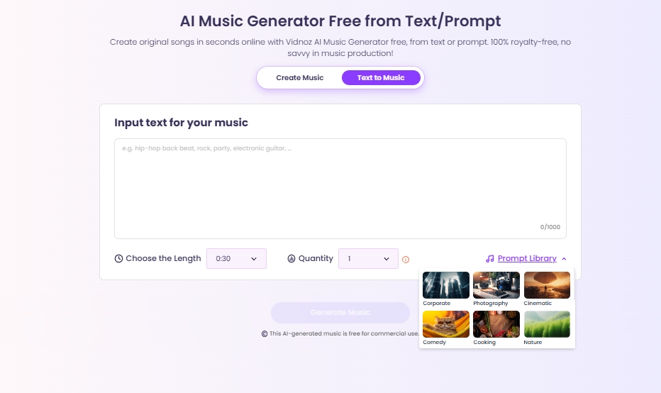 AI Lofi Music Generator Vidnoz Text