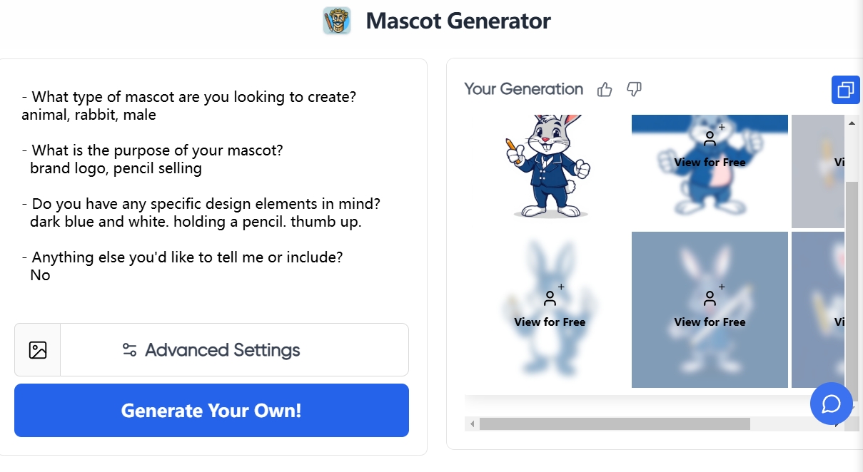 AI Mascot Generator Vondy