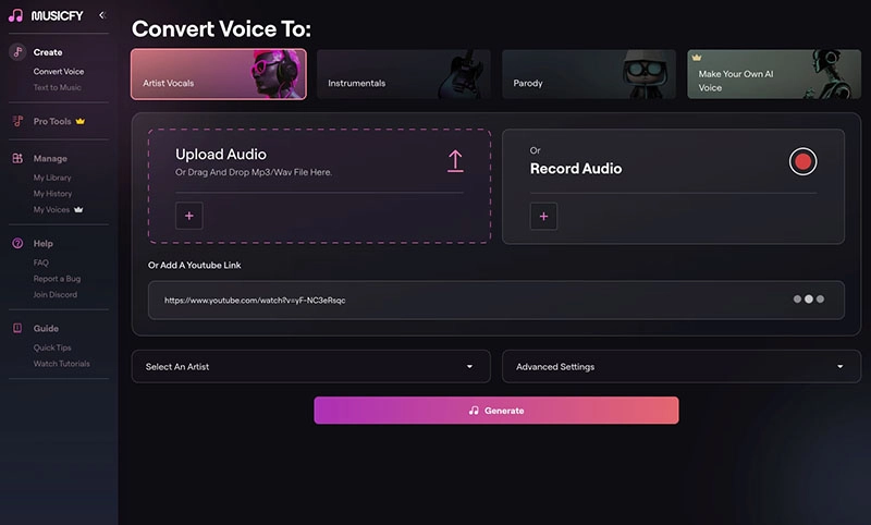 AI Music Generator with Vocals Musicfy Upload