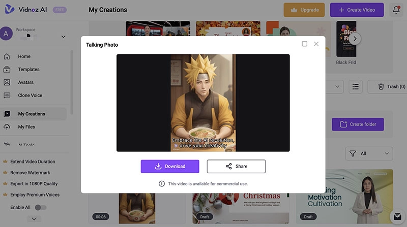 AI Naruto Generator Vidnoz AI Create Video