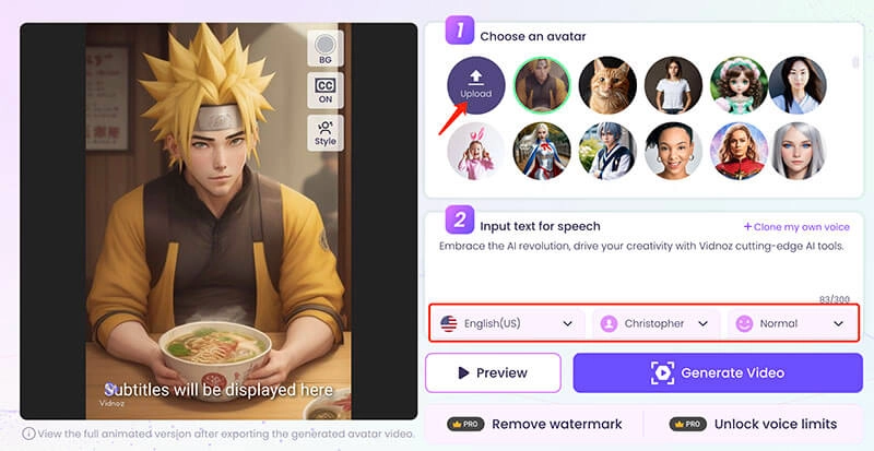 AI Naruto Generator Vidnoz AI Upload Image