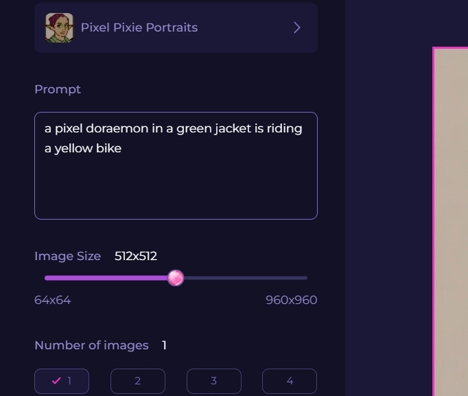 AI Sprite Generator Pixel Vibe Step 1