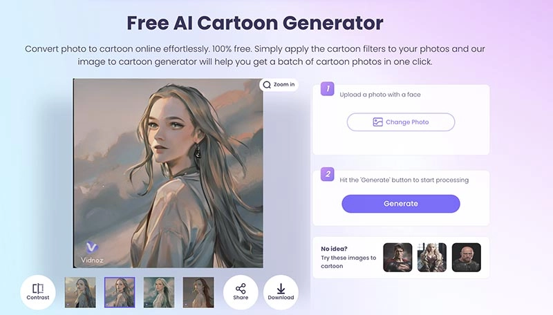 AI Tinder Photos Vidnoz AI Cartoon Generator