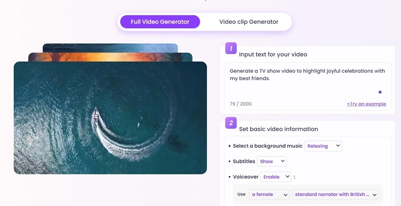 AI TV Show Generator Text to Video Vidnoz Step 1