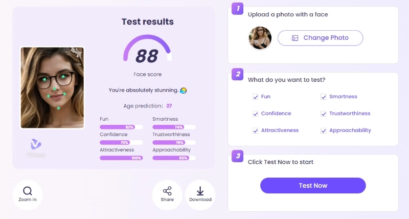 Am I Ugly Vidnoz AI Attractiveness Report