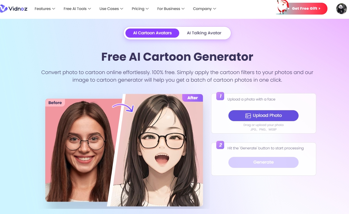 Anime Portrait Generator Vidnoz Cartoon Generator