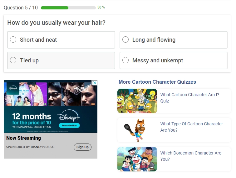 Answer Questions to Find Your Cartoon Character