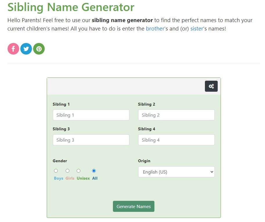 BestLittleBaby Name Generator with Sibling Names