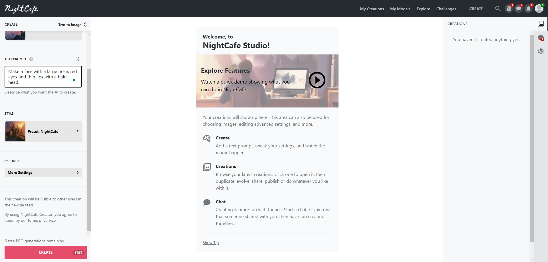 Big Nose AI NightCafe Prompt