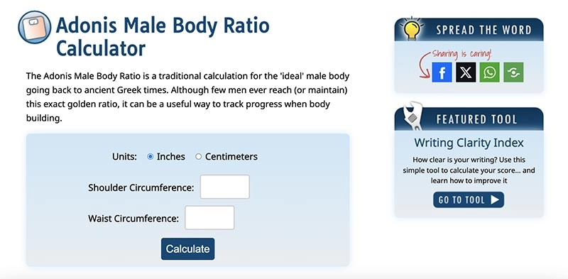 Body Golden Ratio Calculator Adonis 