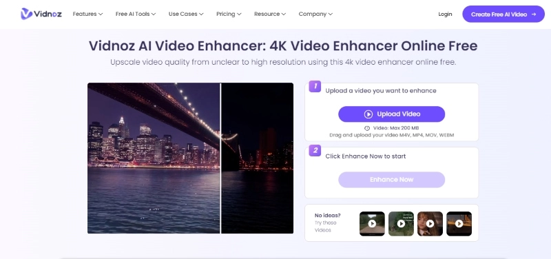 Bonus Try Vidnoz AI Video Enhancer