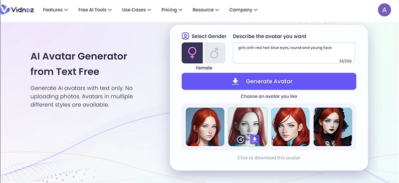 Build an Avatar Vidnoz AI 