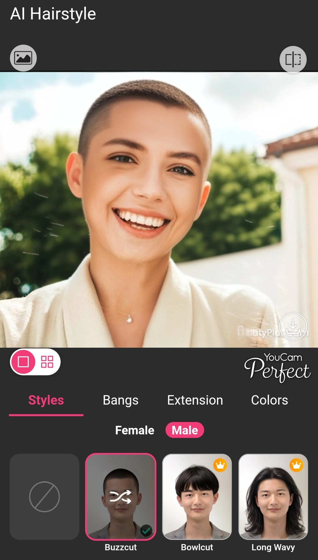 Buzz Cut Filter YouCam Perfect