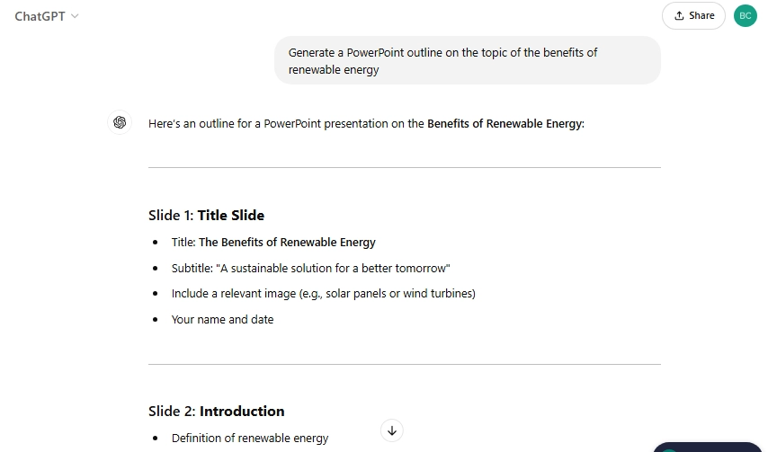 ChatGPT Presentation Outline