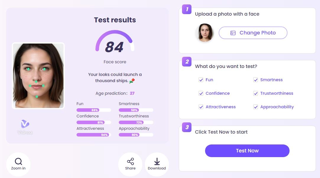 Check AI Face Attractiveness Test Result