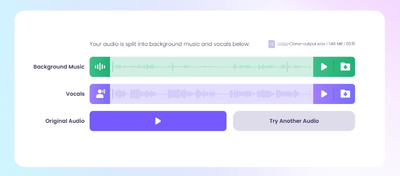 Check the Effects of Your Separated Vocals and Background Musics