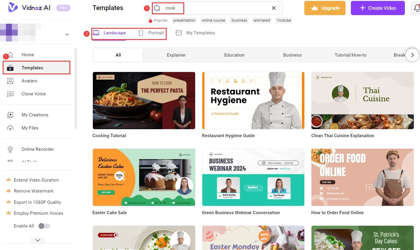 Choose from Vidnoz AI Recipe Video Templates