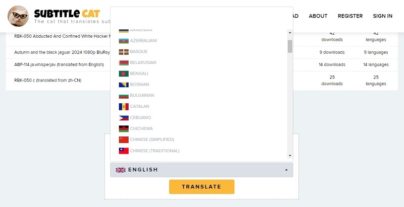 Choose Translate Language