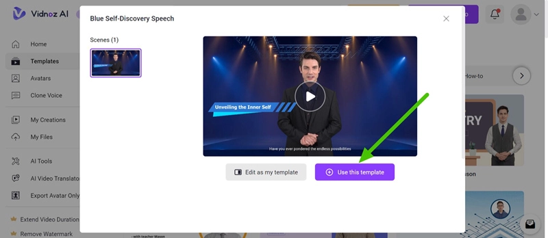 Choose Vidnoz AI Video Template
