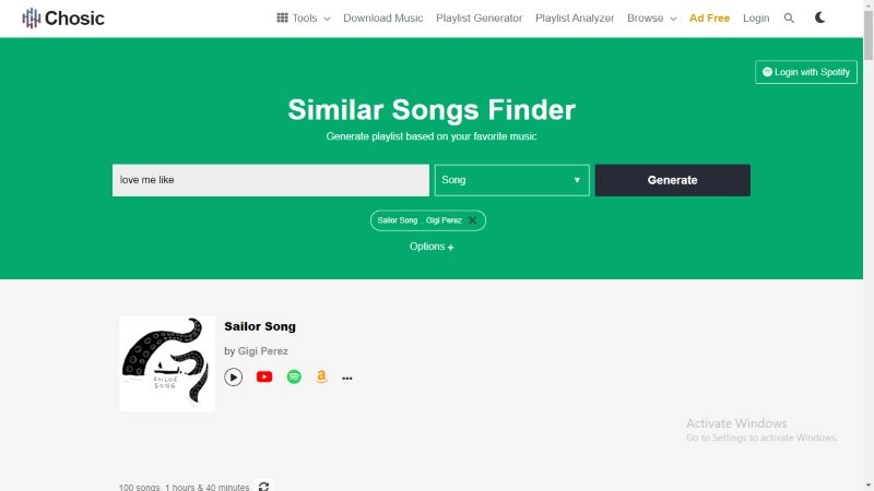 Chosic Music Finder Step 3