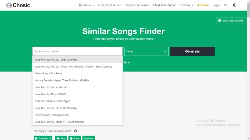 Chosic Song Finder Step2