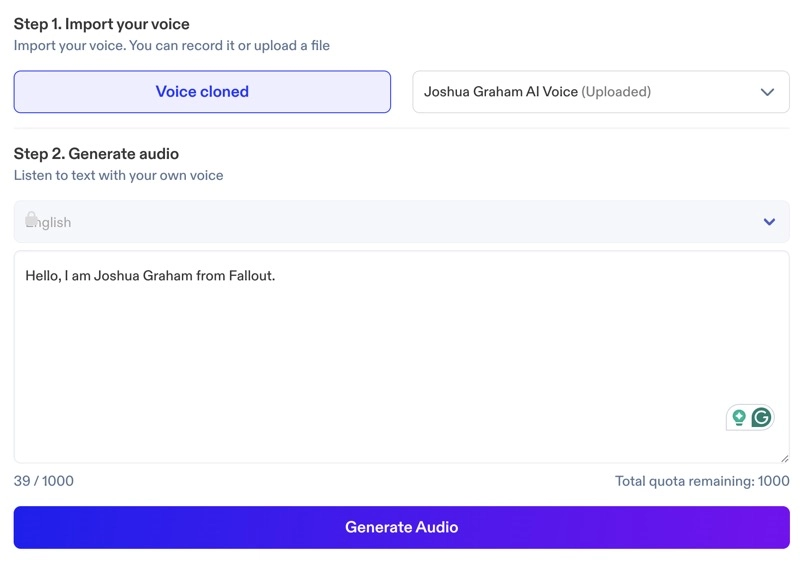 Clone Joshua Graham AI Voice via Speechify