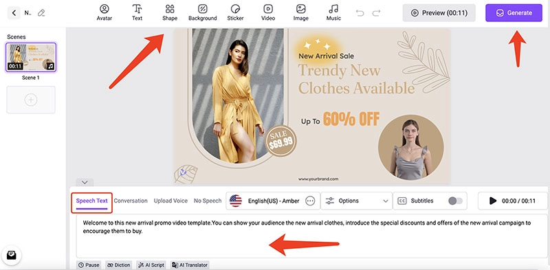 Clothing Templates Vidnoz AI Edit Video