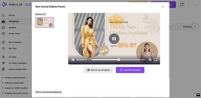 Clothing Templates Vidnoz AI