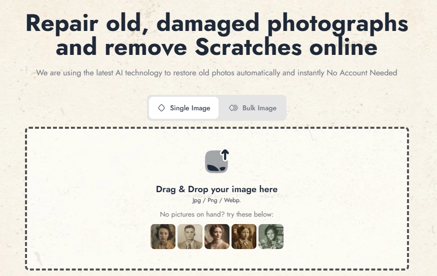 Colorize AI Scratch Remover for Bulk Photos