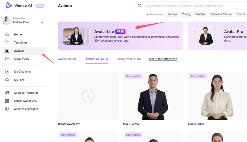 Create a Custom AI Talking Avatar with Avatar Lite - Start