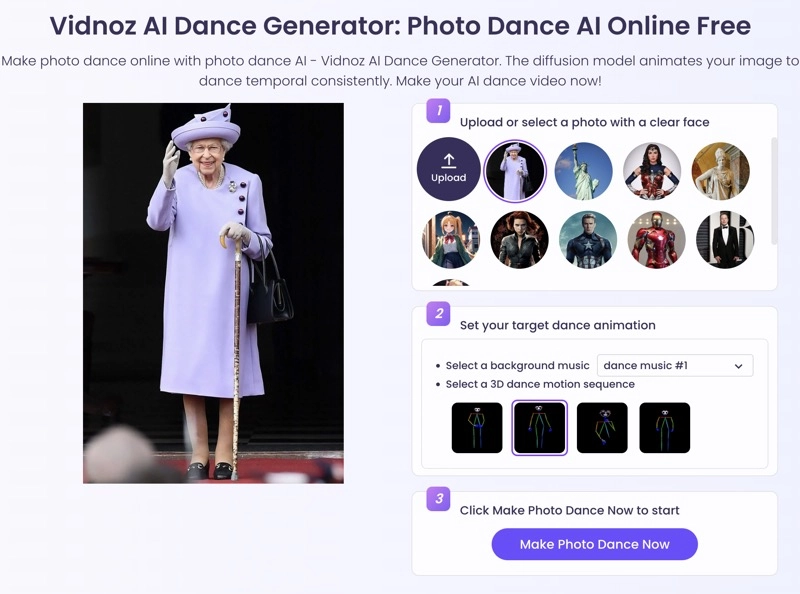 Create AI Queen Dancing Video