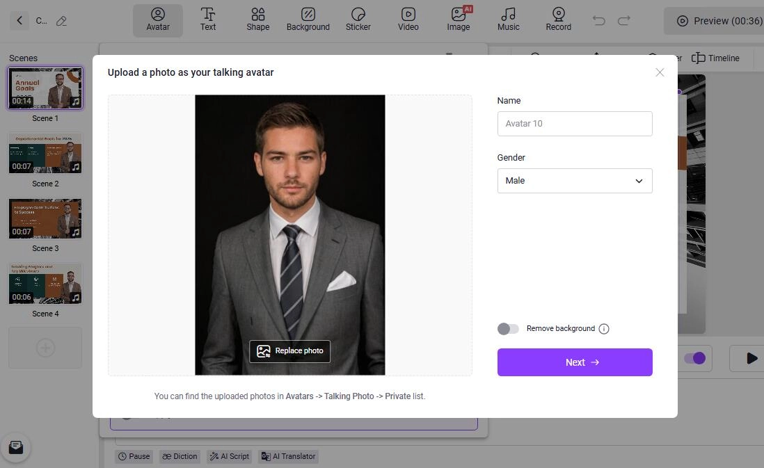 Create Suit Photo Videos Step 2