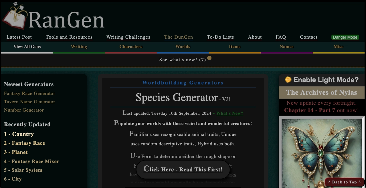 Creature Generator Rangen