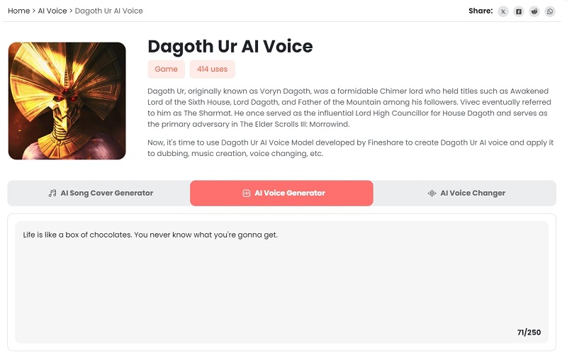 Fineshare Dagoth Ur AI Voice Generator