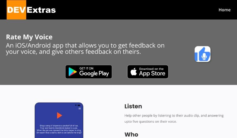 DevExtras Voice Rater Tool