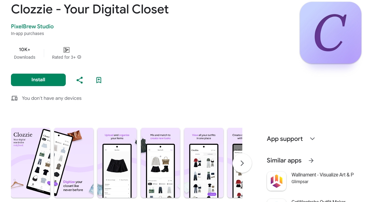 Digital Closet Clozzie