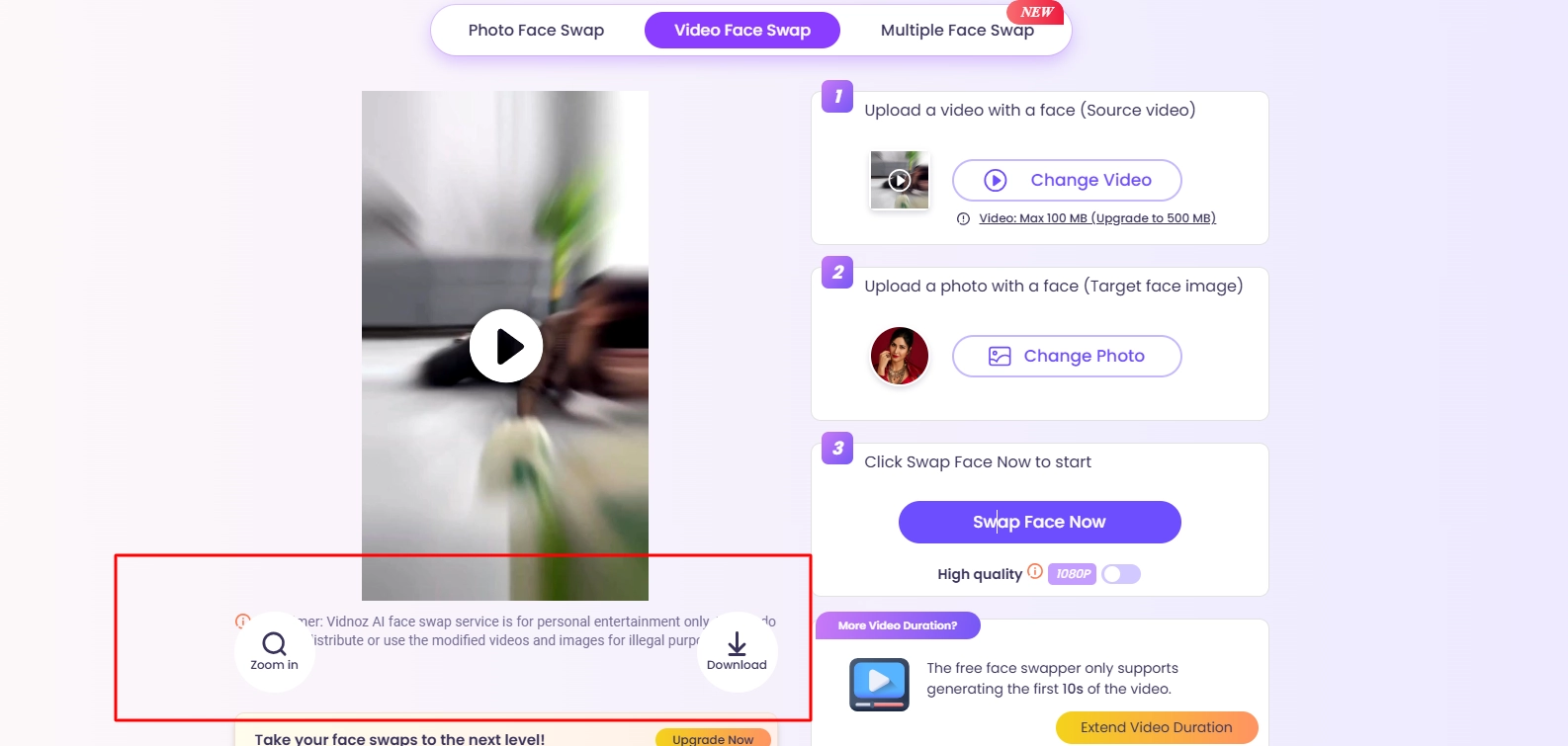 Download Face Swap Video Using Vidnoz