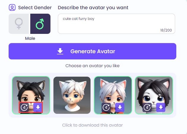 Download Furry Avatar from AI Fursona Generator